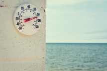 outdoor thermometer at the beach 