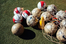 a bag of soccer balls 