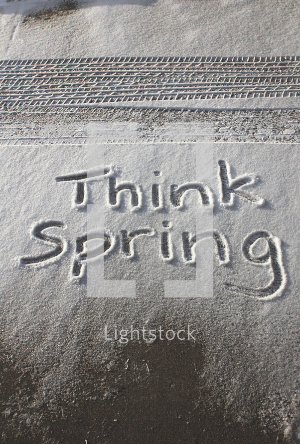 think spring written in snow 