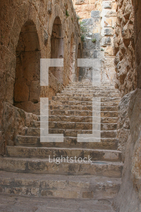 stone steps in ruins 