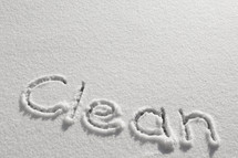 clean written in fresh snow