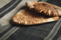 unleavened bread on a tablecloth 