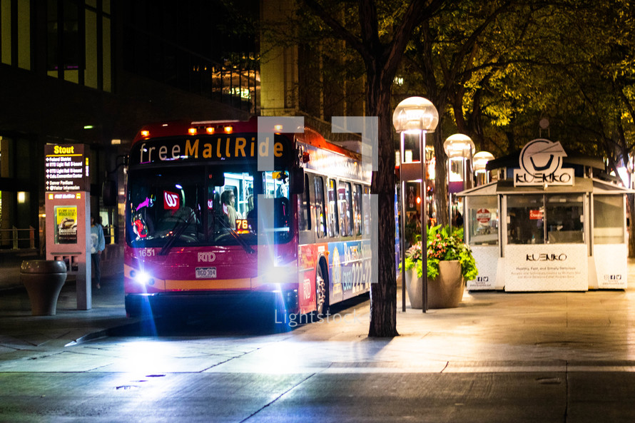 city bus at night 