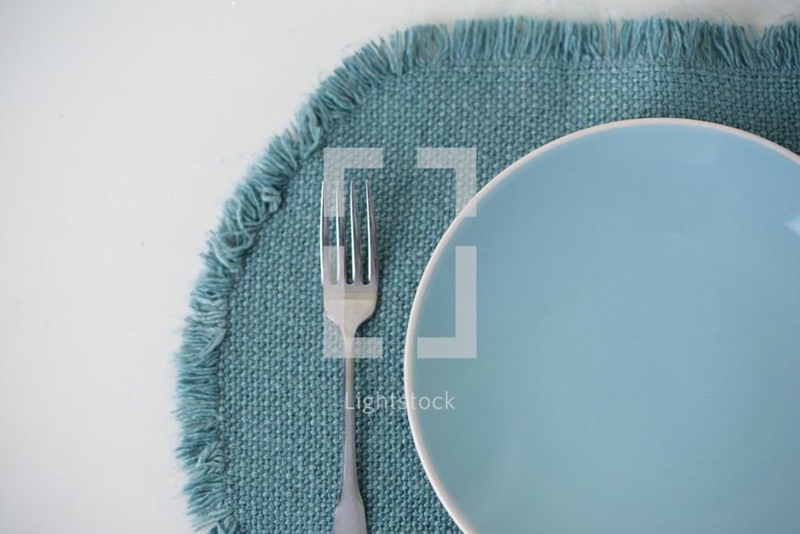 blue plate and placemat 