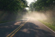 fog over a rural road 