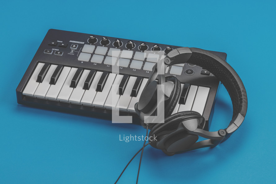 musician worship songwriting recording with midi keyboard