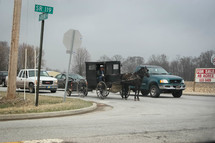Amish horse and buggy on a road 