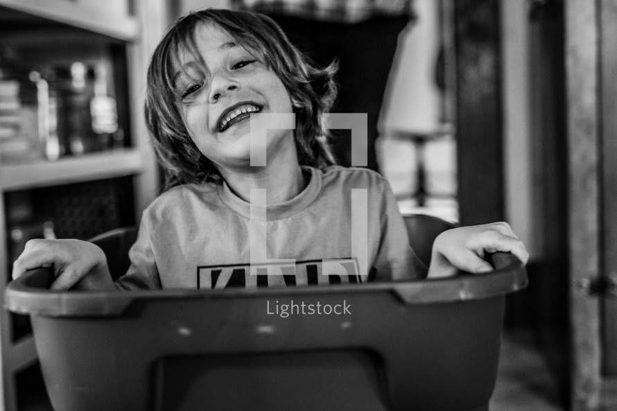 smiling child playing at home 