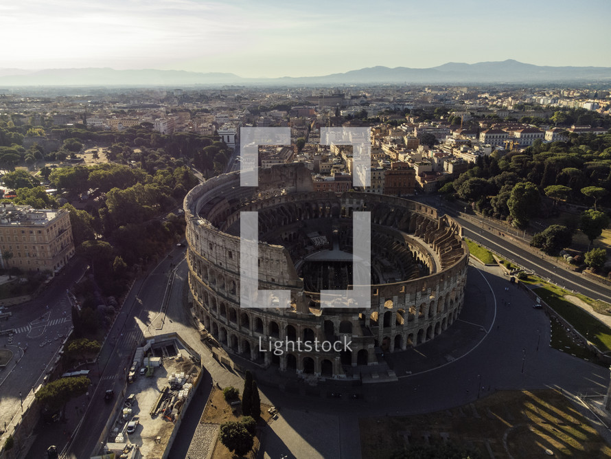 colesium in Rome aerial view 
