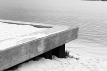 Concrete platform overlooking sandy beach