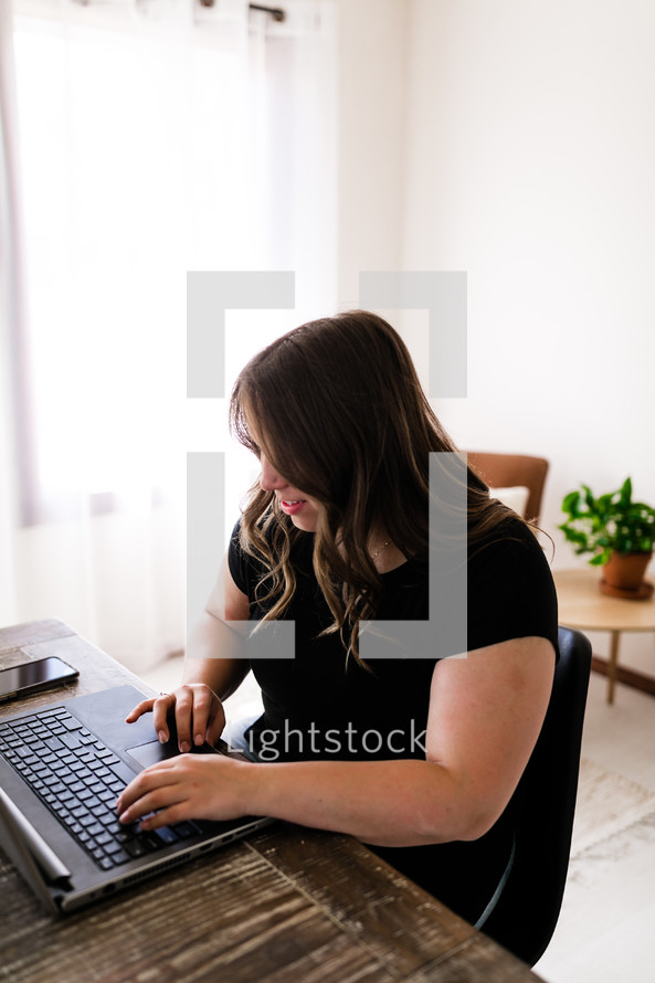 a woman working from home 
