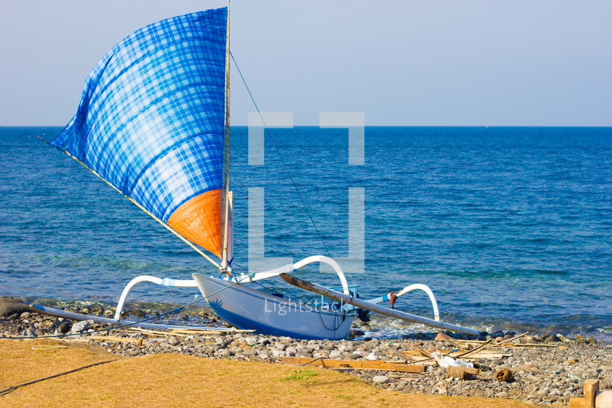 beached sailboat 