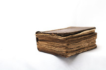 An old Bible with worn pages.