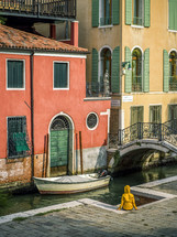 boat in a canal in Venice 