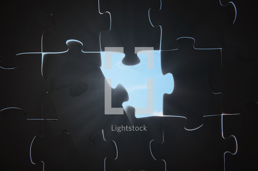 glowing section of a puzzle 