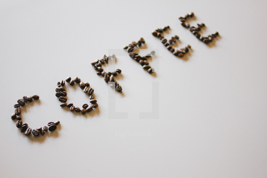 word coffee in coffee beans 