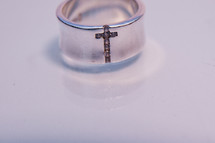 wedding band with a cross