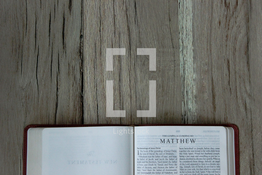 A Bible opened to Matthew 