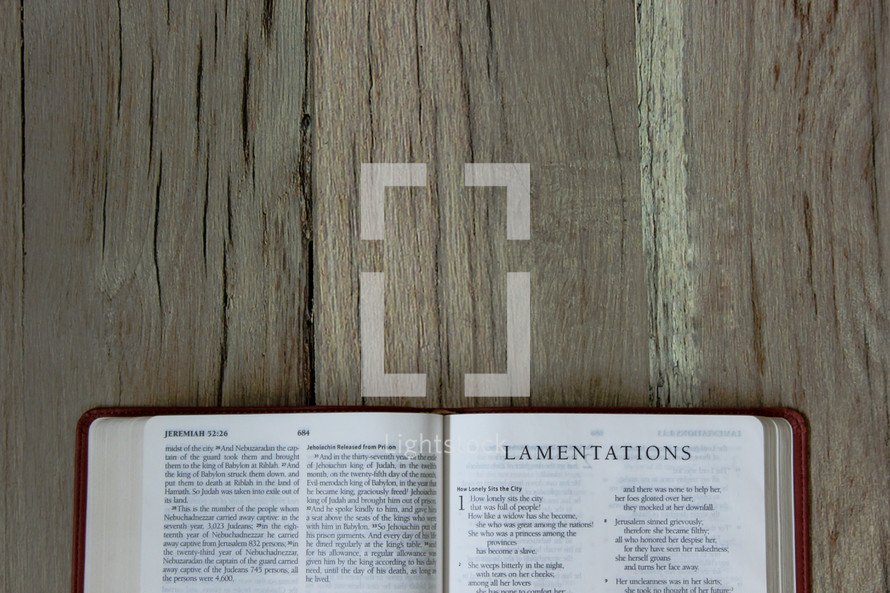 Bible opened to Lamentations 