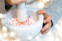grinding peppermint 