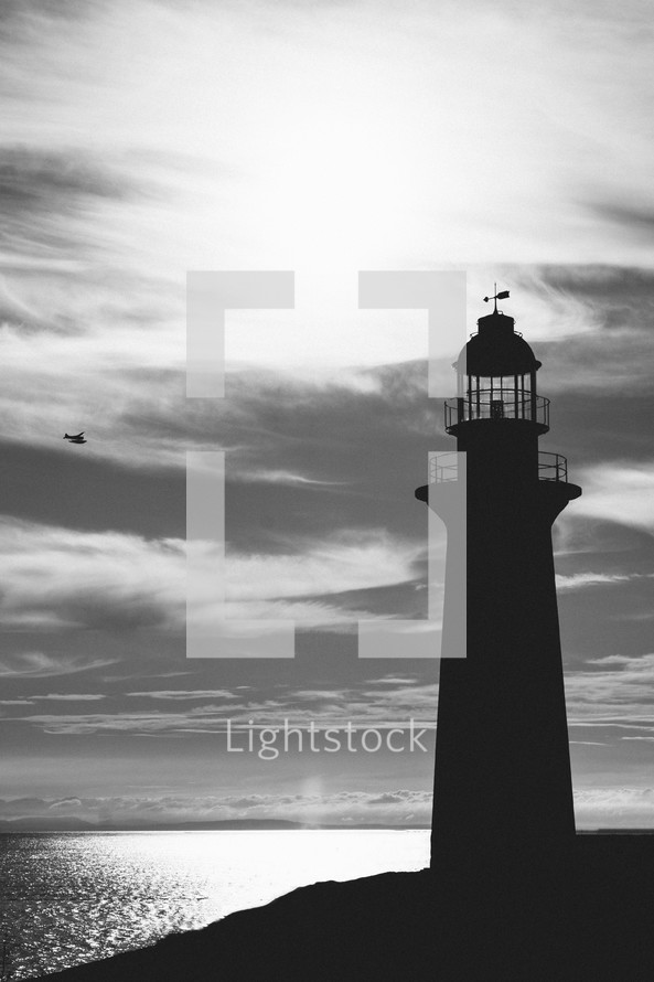 silhouette of a lighthouse 