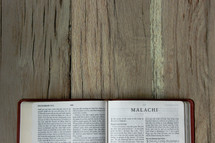 A Bible opened to Malachi