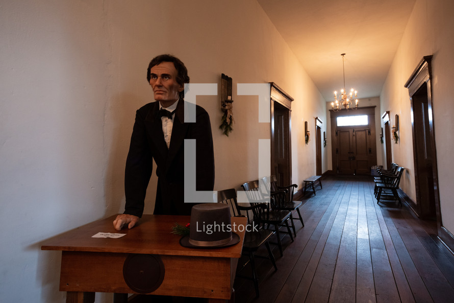 Historic building preserved with Abraham Lincoln figure