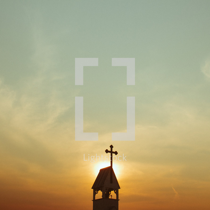 steeple at sunset
