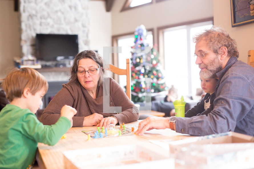 a family playing board games 