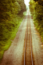 rural railroad tracks in summer 