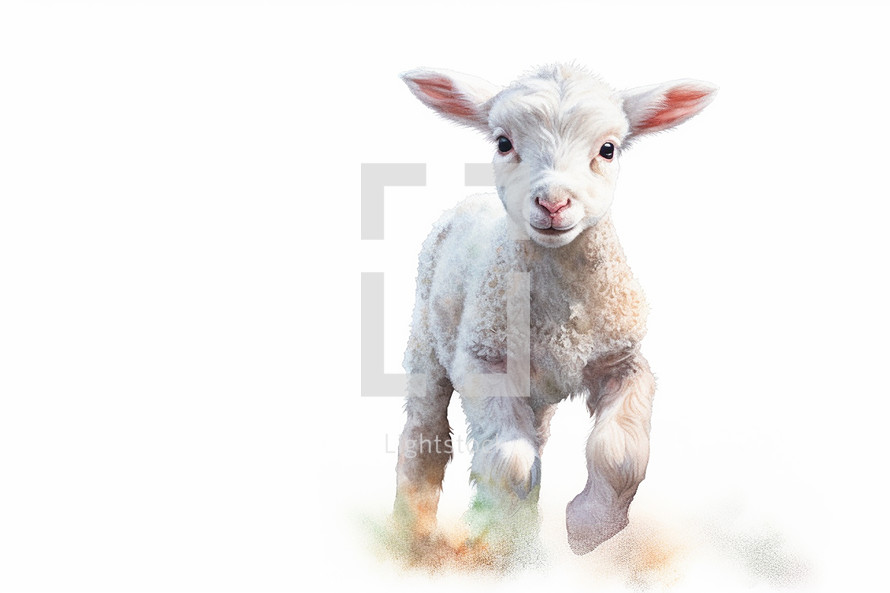 Baby Lamb on a white background with copy space