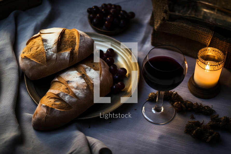 Communion Elements on a table