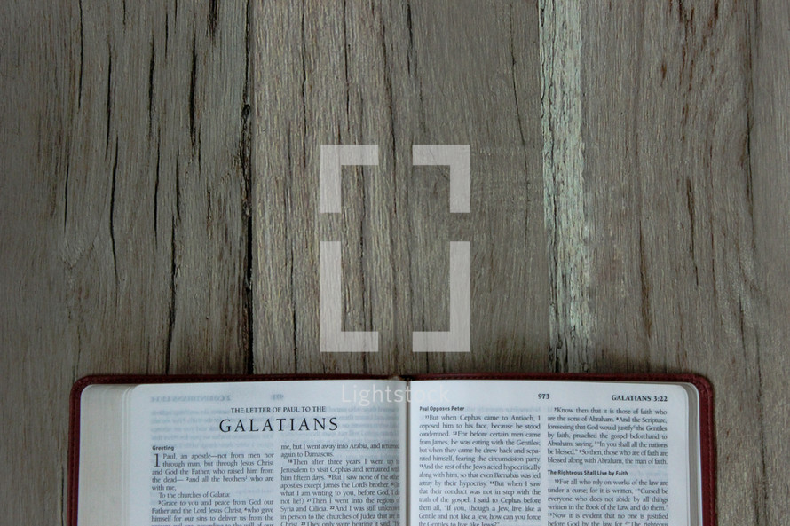 A Bible opened to Galatians 
