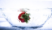 strawberry under water 