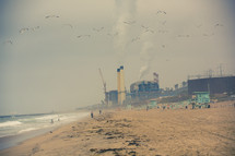 industrial scene on the coastline 