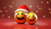 3D Christmas Emojis on a red background
