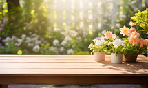 A Lovely Spring Garden with a Work Table a Perfect Slide Show Background 
