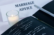 book for marriage advice at a wedding 