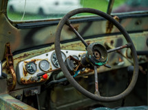 old rusty steering wheel 