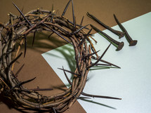 crown of thorns and 3 nails 
