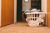 basket of dirty laundry 