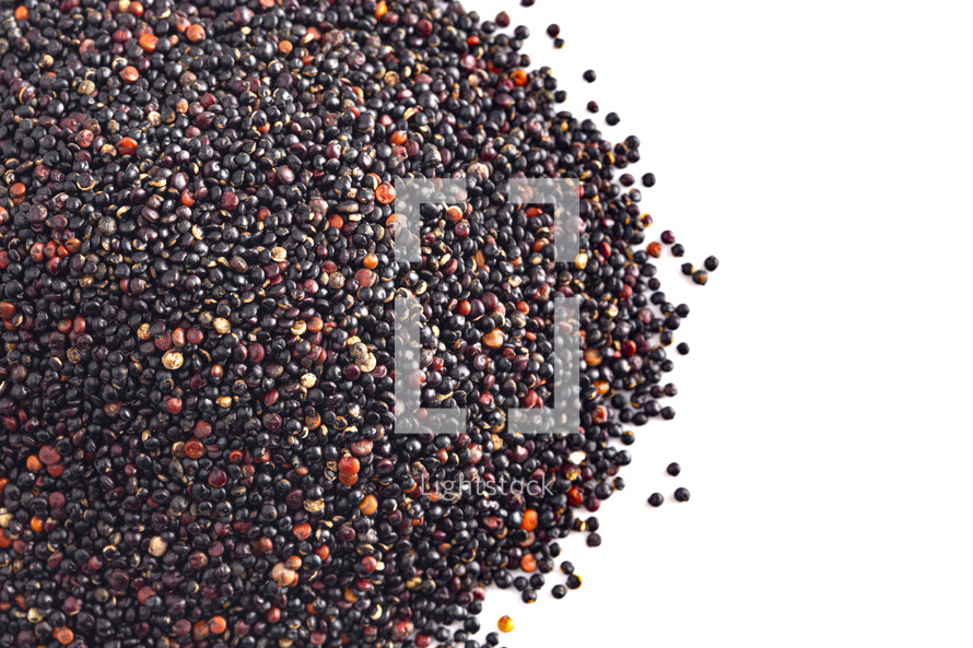 A Pile of Black Quinoa Isolated on a White Background