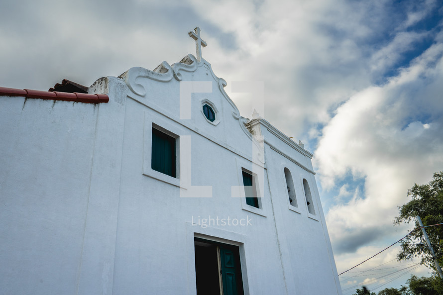 Santurio Diocesano Nossa Senhora. Old church on top of the Monte Serrat. Santos, Brazil. 