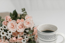 coffee cup and flowers  