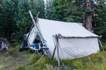 tent in the woods 