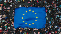 manifest with eu flag aerial view	
