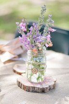 flowers in a mason jar 