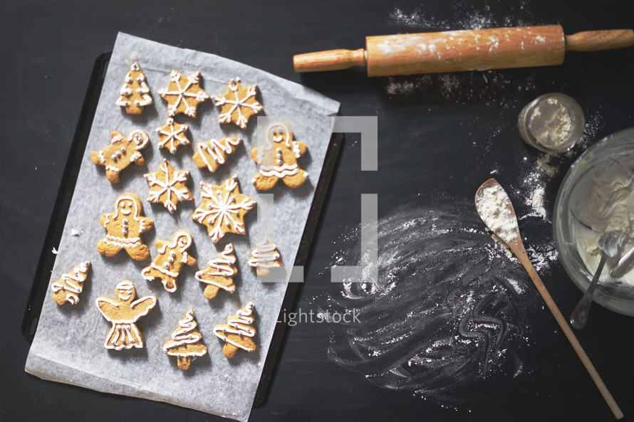 gingerbread cookies on a baking sheet 