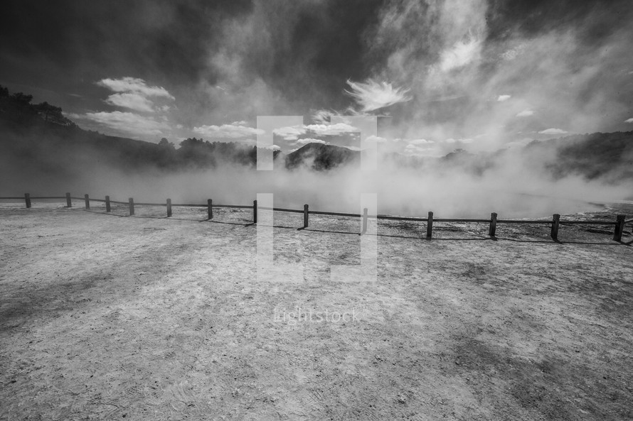 fence line and fog 