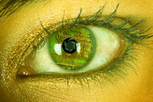 eye with computer chip 